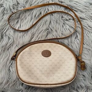 GUCCI Vintage Micro GG Canvas Shoulder Bag PVC Leather Beige